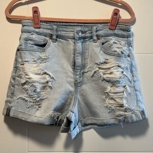 American Eagle Distressed Light Blue Denim Shorts